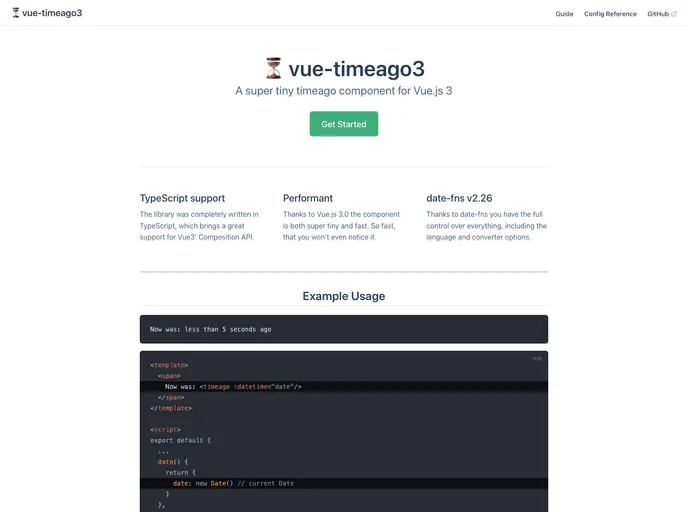 screenshot of Vue Timeago3