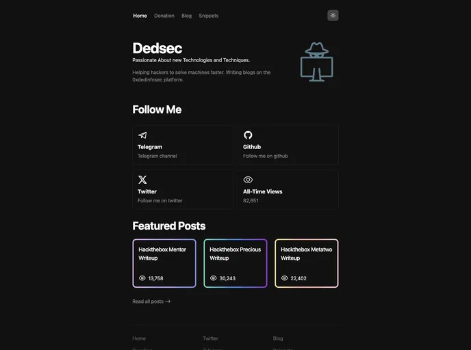 screenshot of 0xdedinfosec Astro