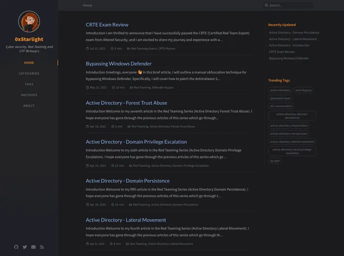 0xStarlight.github.io screenshot