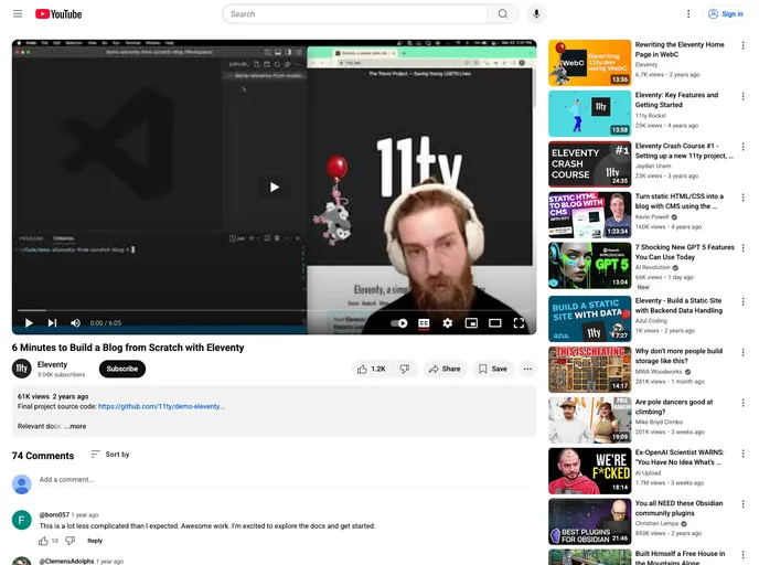 screenshot of Demo Eleventy From Scratch Blog