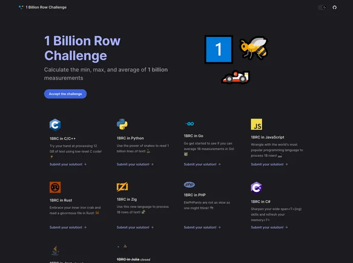 screenshot of 1brc.github.io