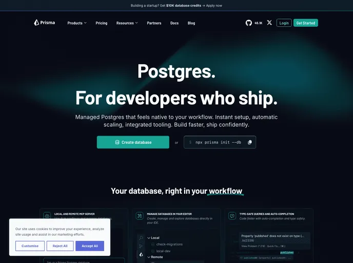 screenshot of Prisma Template