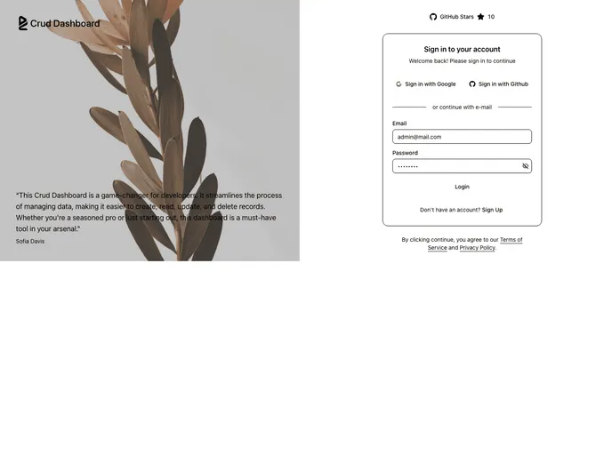 screenshot of Crud Operations Dashboard