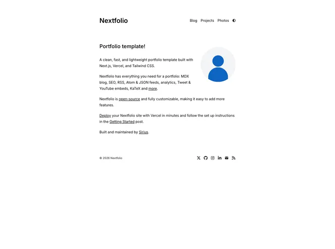 Nextfolio screenshot