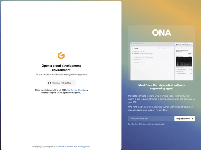 screenshot of Wordpress Hello