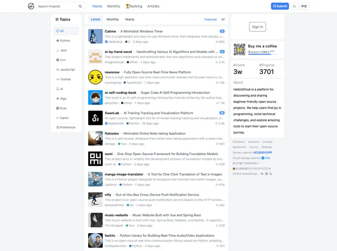 screenshot of Hellogithub.com