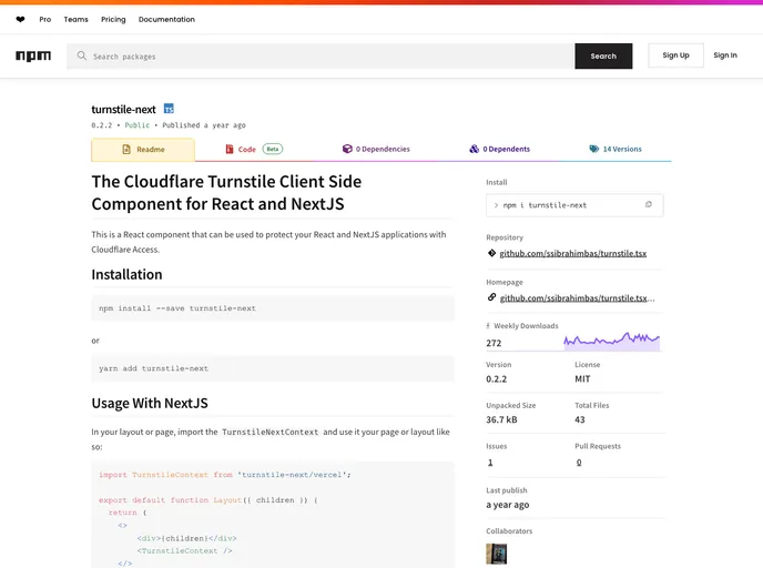 screenshot of Turnstile.tsx