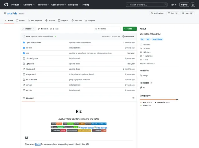 screenshot of Riz UI