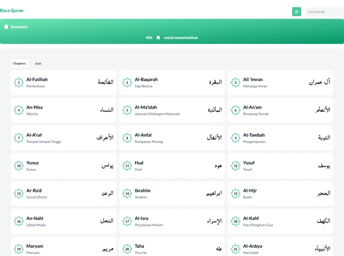 screenshot of Quran App Nextjs