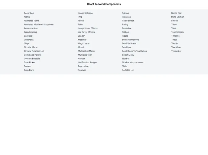 screenshot of React Tailwind Components