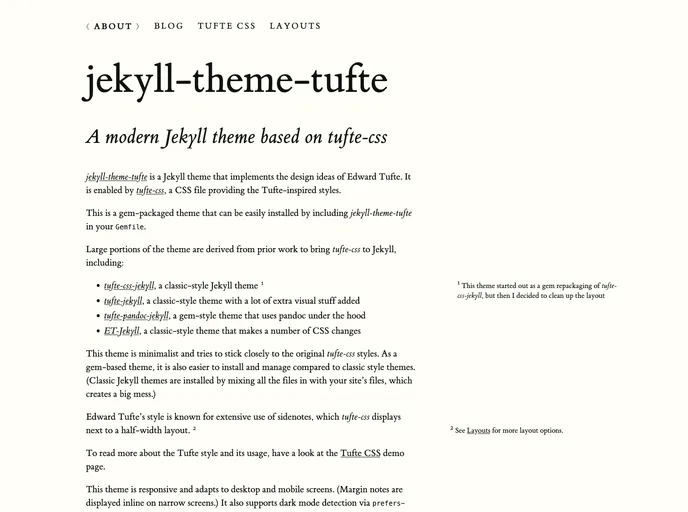 Jekyll Theme Tufte screenshot