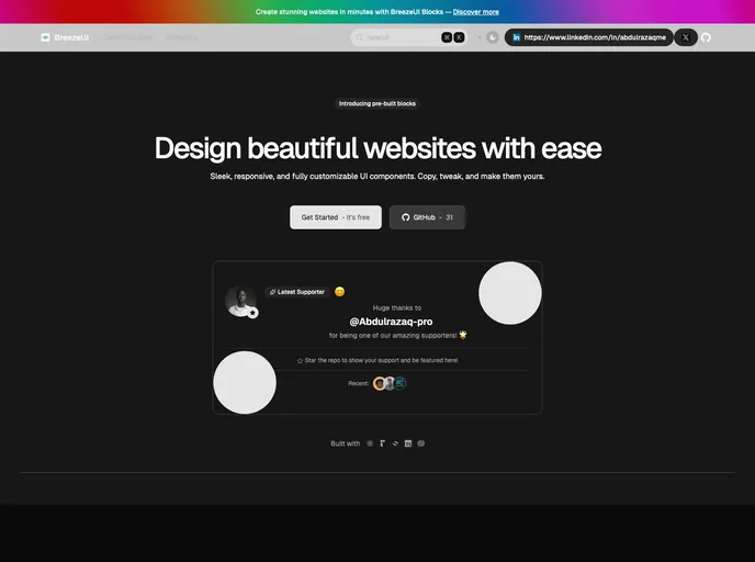 screenshot of BreezeUI