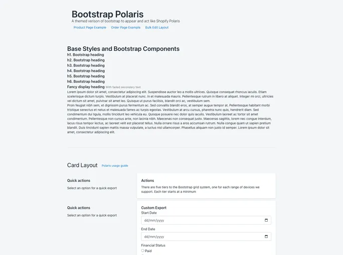 screenshot of Bootstrap Polaris
