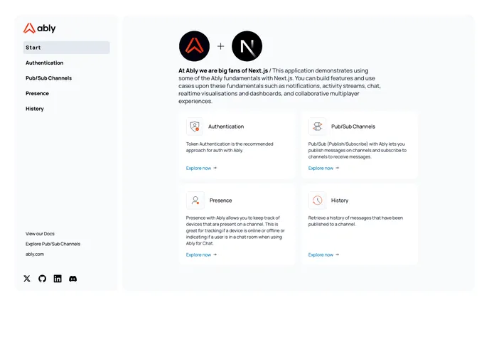 screenshot of Ably Nextjs Fundamentals Kit