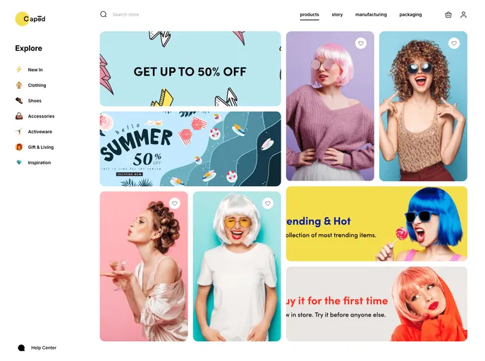 Wigs Ecommerce UI screenshot
