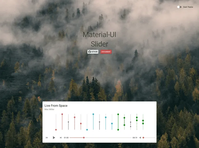screenshot of Material UI Slider