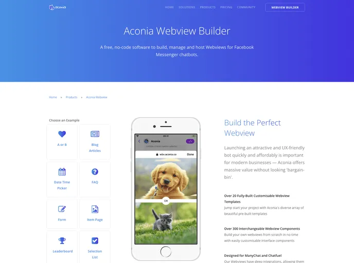 screenshot of Messenger Bot Webview Toolkit