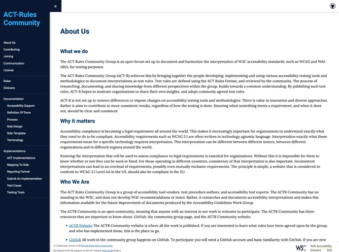 screenshot of Act Rules.github.io