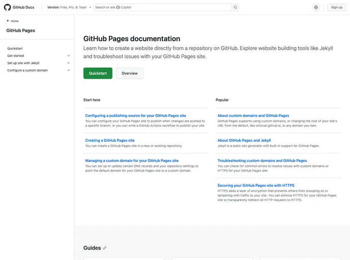 screenshot of Jekyll Build Pages