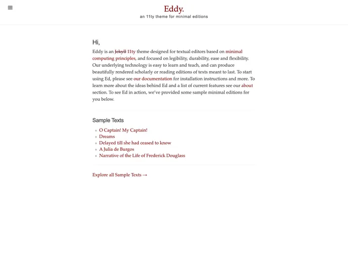 screenshot of 11ty Eddy