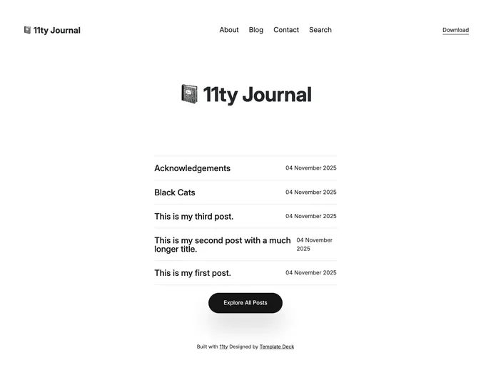 11ty Journal screenshot