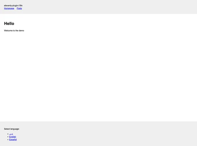 screenshot of Eleventy Plugin I18n Demo