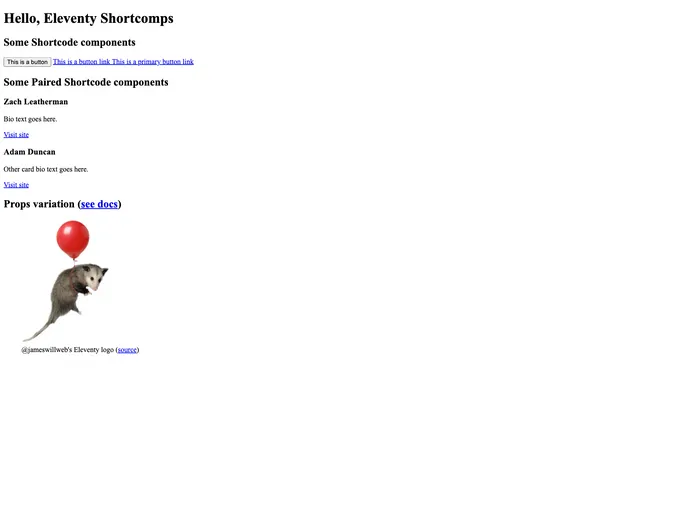 screenshot of Eleventy Shortcomps