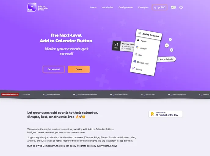 Add To Calendar Button screenshot