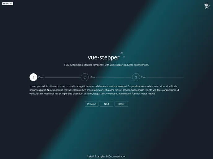 screenshot of Vue Stepper