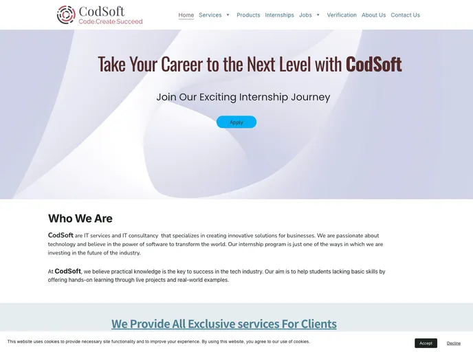 screenshot of CodSoft WebDevelopment Internship