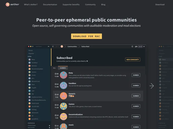 Aether App screenshot