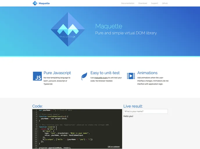 screenshot of Maquette