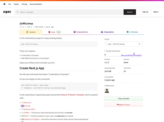 screenshot of Nextjs Ts Starter Template