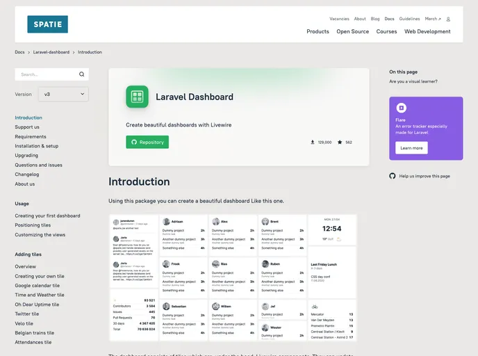 screenshot of Laravel Dashboard Forge Tile
