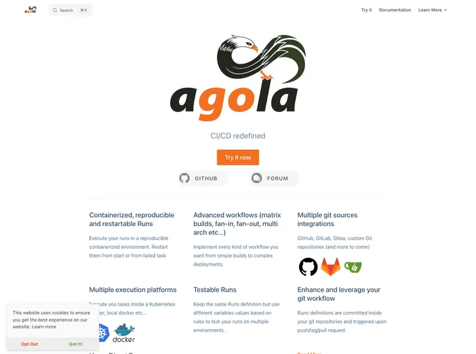 screenshot of Agola Web
