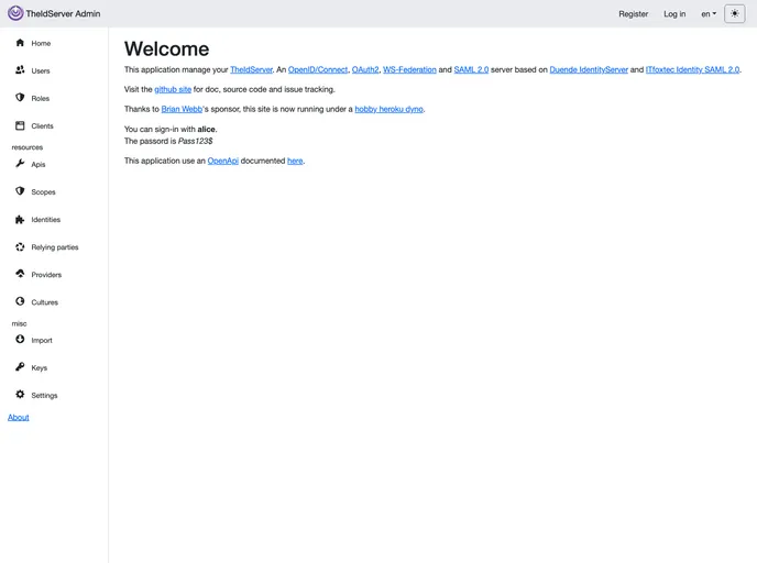 screenshot of TheIdServer