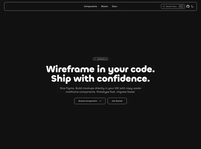 Wireframe UI screenshot