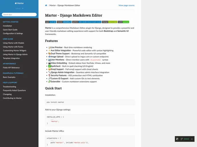 Django Markdown Editor screenshot