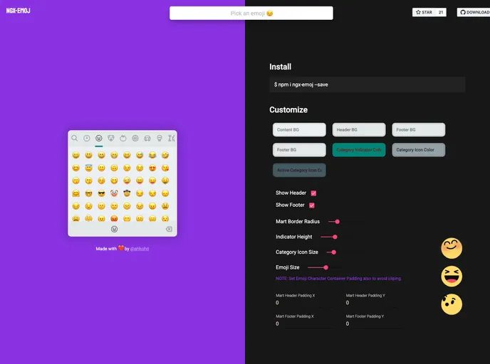 screenshot of Ngx Emoj