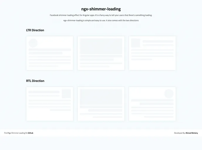 screenshot of Ngx Shimmer Loading