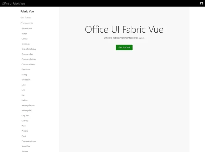 screenshot of Office UI Fabric Vue
