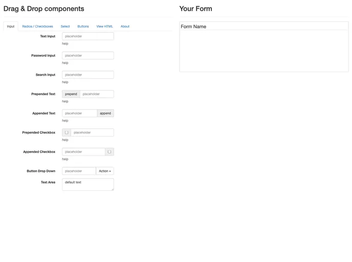 screenshot of Bootstrap3 Form Builder