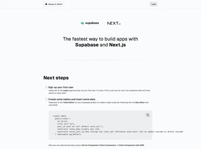 screenshot of Nextjs 14 Supabase Starter