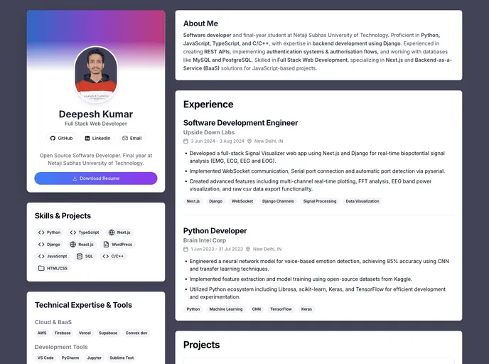 screenshot of OnlineResume