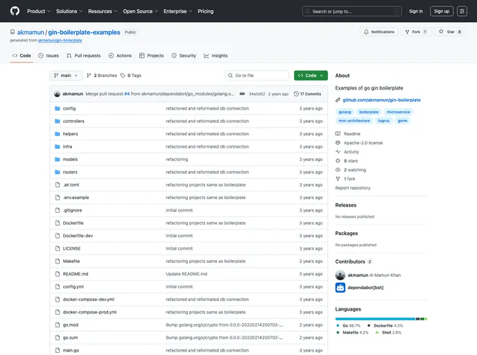 screenshot of Gin Boilerplate
