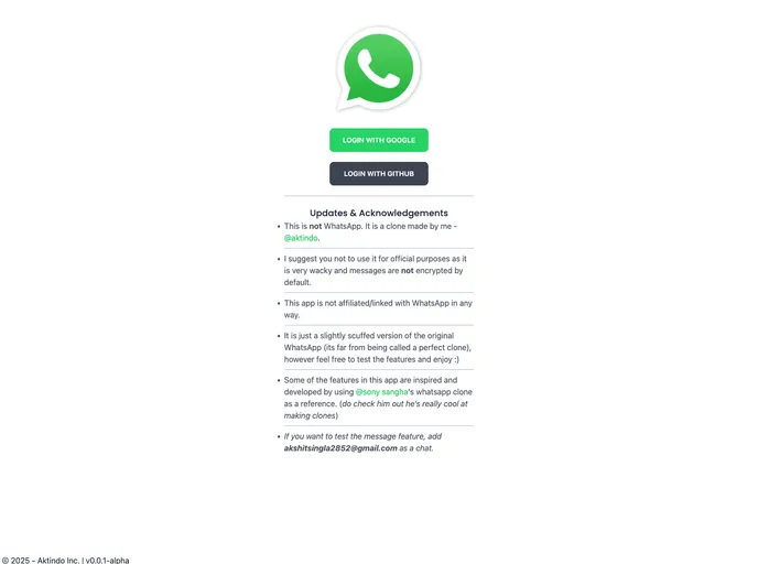 screenshot of Whatsapp Clone