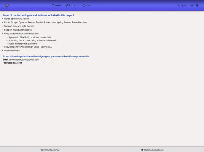 screenshot of Nextjs14 Approuter Nextauth Shopsfinder
