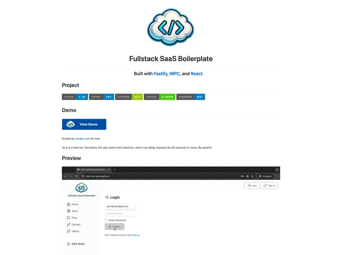 Fullstack SaaS Boilerplate screenshot