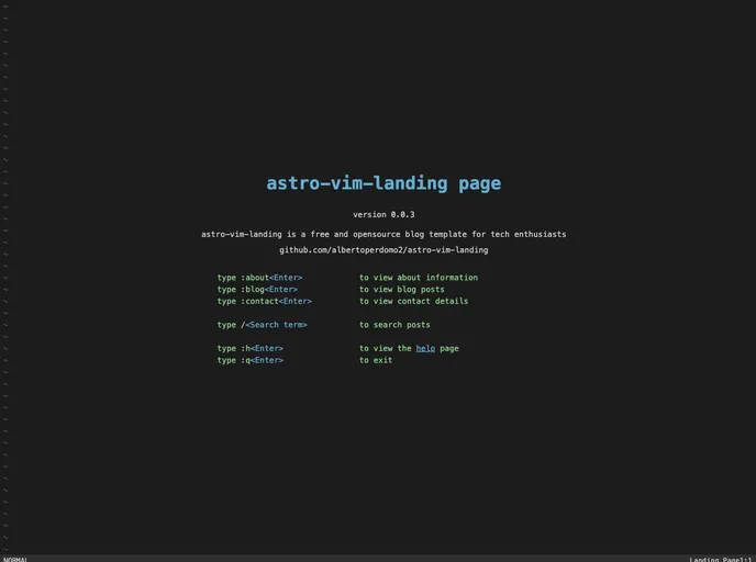 screenshot of Astro Vim
