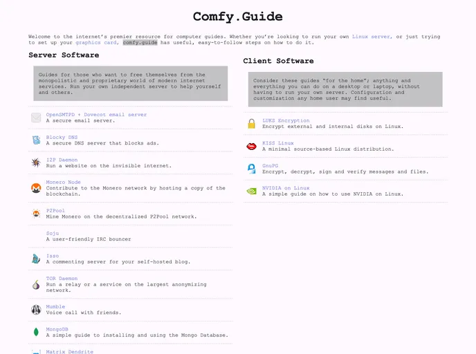screenshot of Comfy.guide